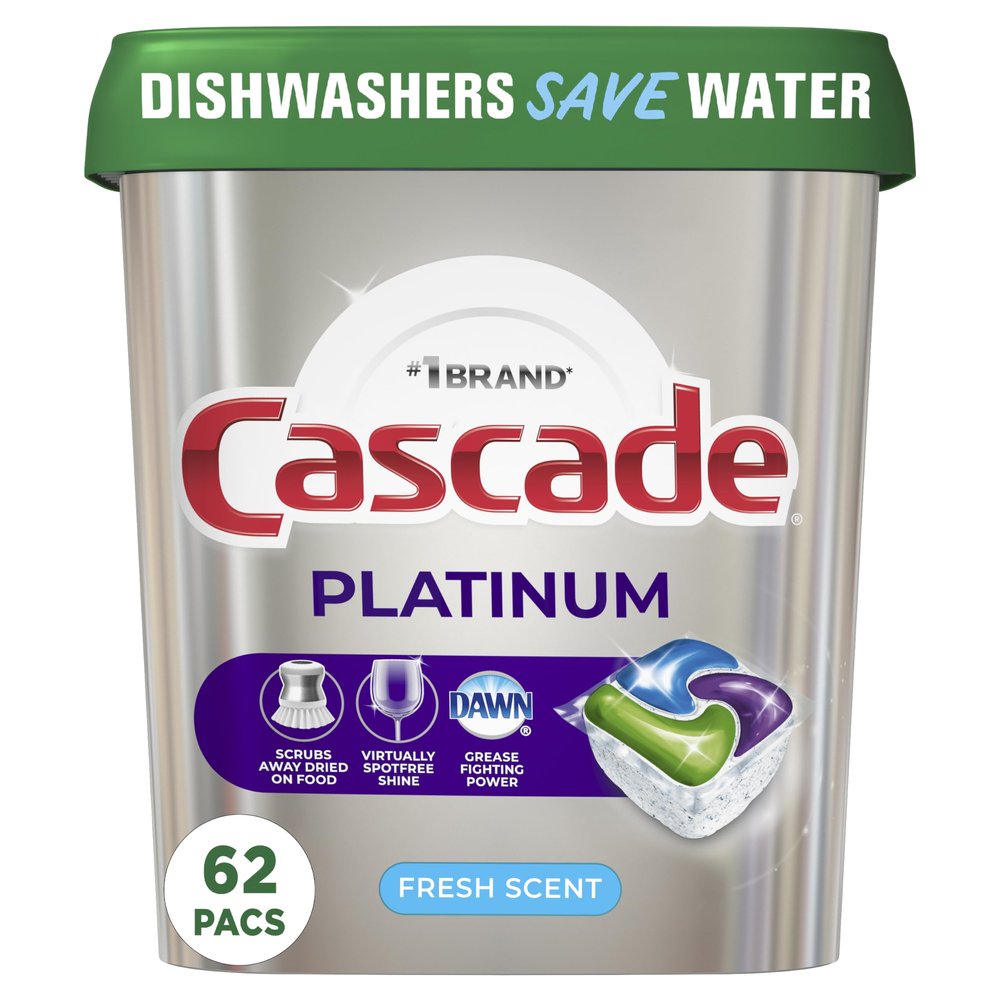 Dishwasher Pods, Actionpacs Dishwasher Detergent with Dishwasher Cleaner Action, Fresh Scent, 62 Count, Limited Edition