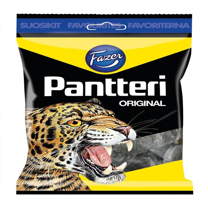 10 Bags x 180g of Fazer Pantteri Original - Salty Liquorice - Salmiak - Salmiakki - Wine Gums - Candies - Sweets