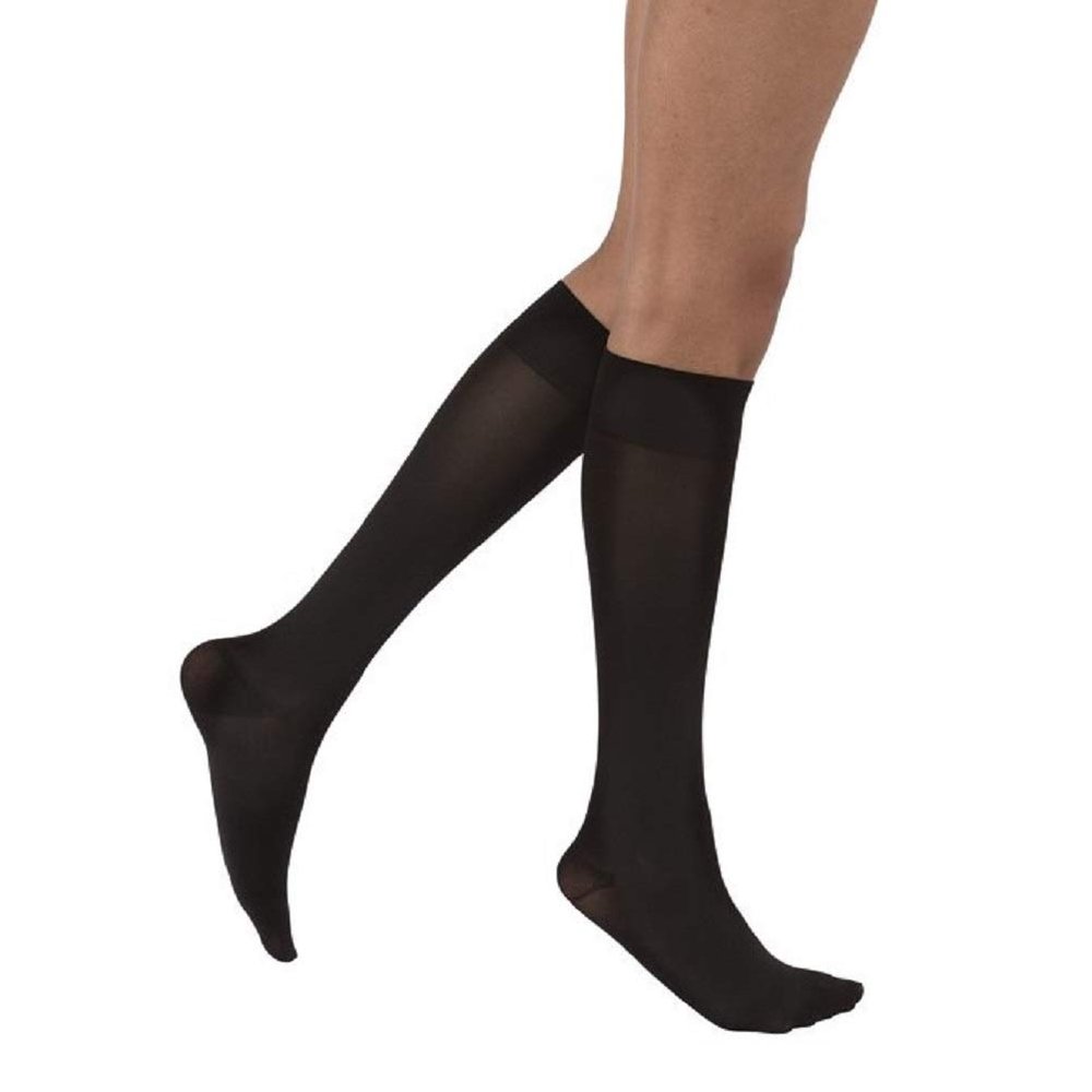 BSN Medical/Jobst 115603 Opaque Compression Hose, Knee High, 15-20 MMHG, Closed Toe, Petite, X-Large, Classic Black
