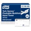 Tork Xpress Flushable Multifold Hand Towels 129089 - H2 Advanced Folded Paper Towels for Dispenser - Absorbent, Tear Resistant, 2-Ply, White - 21 x 200 Sheets view 1