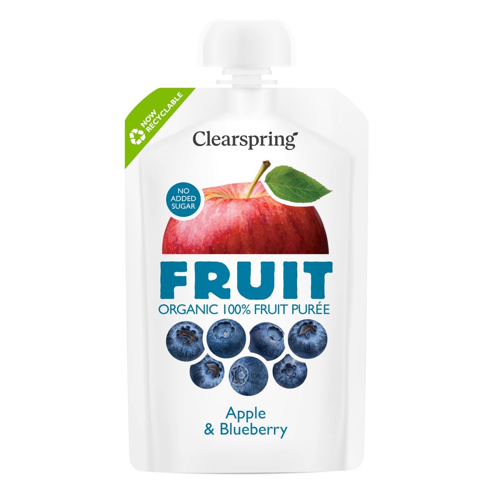 Clearspring Organic FRUIT 100% Fruit Pure - Apple & Blueberry 100g