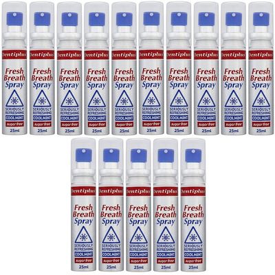 x15 Dentiplus Fresh Breath Spray Seriously Refreshing Coolmint Sugar Free 25ml