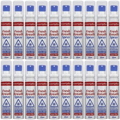 x20 Dentiplus Fresh Breath Spray Seriously Refreshing Coolmint Sugar Free 25ml