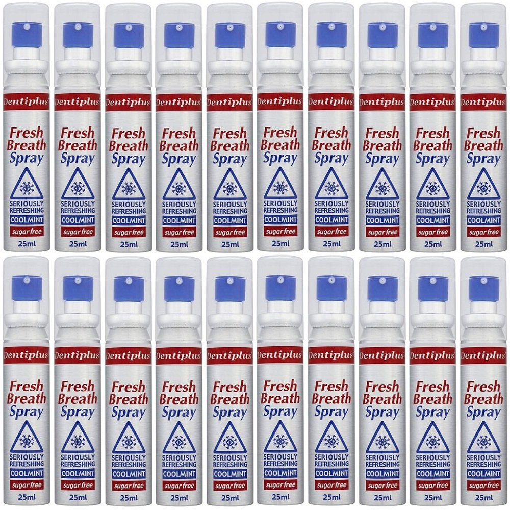 x20 Dentiplus Fresh Breath Spray Seriously Refreshing Coolmint Sugar Free 25ml