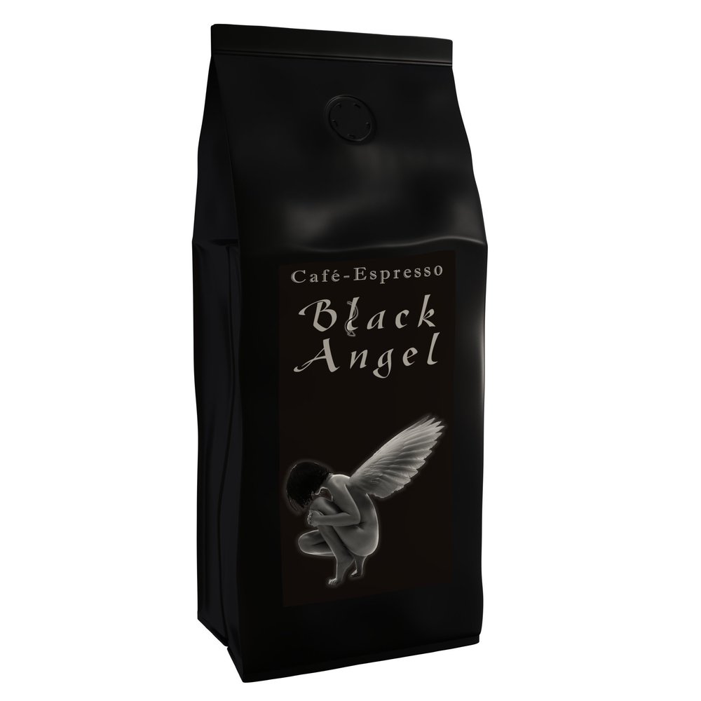 C&T Black Angel Dark Roast Coffee Beans (200g Ground) - Low Acidity, Healthy, Freshly Roasted - Suitable for Espresso and Italian Coffee Specialities