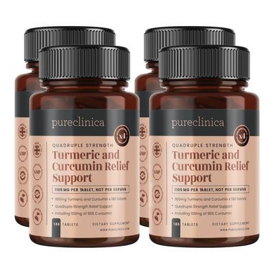 Turmeric & Curcumin 1100mg Extra High Strength 95% Curcuminoids with Black Pepper for Maximum Absorption 720 Tablets (4 x 180) - 24-Month Supply 400% Stronger Potency