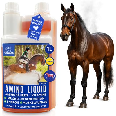 EMMA Amino acid for horses horse feed I supplement for fast supply with amino acid + vitamins, supports muscle build-up, performance & energy, before and after competitions, fast recovery, against muscle soreness 1 liter