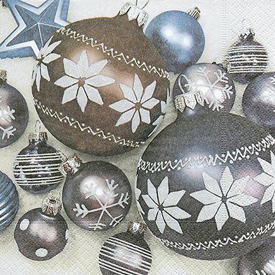 20 Napkins 33 x 33 cm Snowflake Baubles