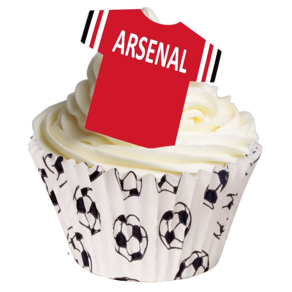12 Edible T Shirt Decorations - Great for Arsenal Fans - Perfectly pre-Cut Wafer just pop Them Out The Packaging and top Them on Your Cake - Pack of 12 - by CDA Products Ltd