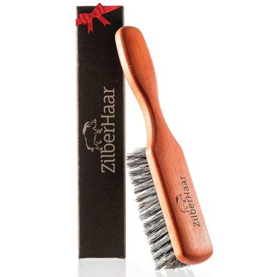 ZilberHaar Regular Beard Brush Soft Boar Bristle Brush, Promotes Beard Growth, Works with Oils & Balms