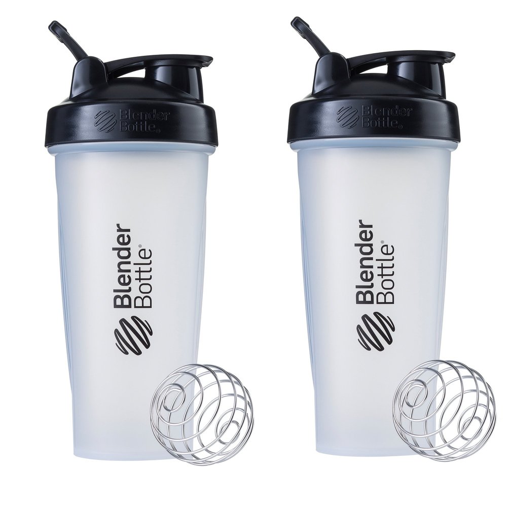 Blender Bottle Classic Loop Top Shaker Bottle, 28-Ounce 2-Pack, Clear/Black