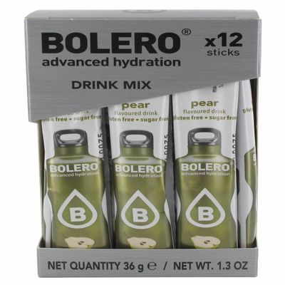 Bolero Drink Sticks Pear, 12 Sticks to Mix with 500ml of Water, Ideal for Hiking, Travelling, Camping, Hydration, Diabetic