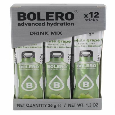 Bolero Drink Sticks White Grape, 12 Sticks to Mix with 500ml of Water, Ideal for Hiking, Travelling, Camping, Hydration, Diabetic