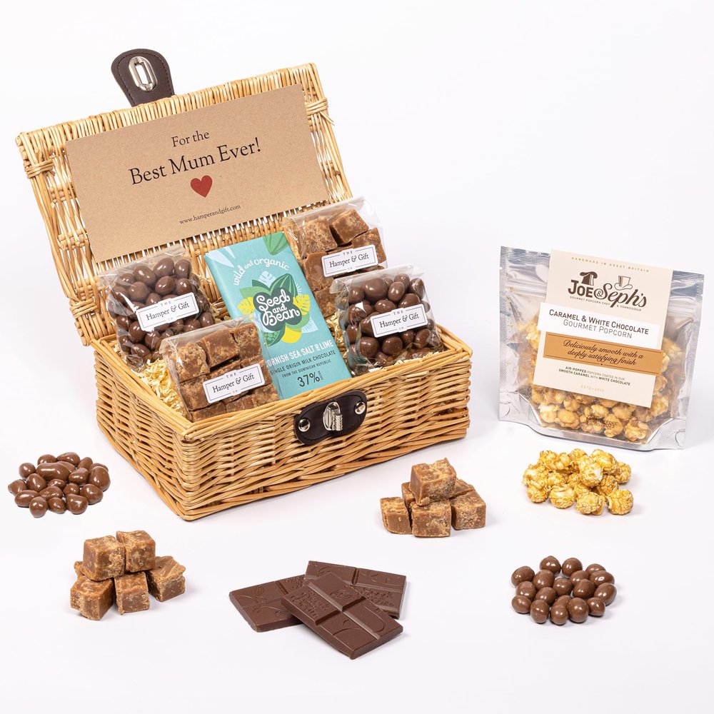 Best Mum Chocolate & Fudge Hamper Gift Basket || Real Wicker Hamper || Unique Xmas Present for Mum || The Hamper & Gift Co.