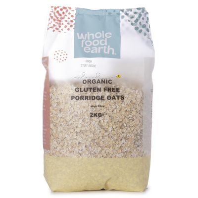 Wholefood Earth Organic Gluten Free Porridge Oats  2 kg | GMO Free | Vegan | High Fibre | Certified Organic