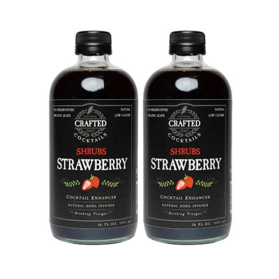 Crafted Cocktails - Strawberry Shrubs - 2 Pack - Use as Cocktail Enhancer, Soda Flavoring, or Culinary Ingredient - Only 50 Calories Per Serving - 16 Servings Per Bottle - Concentrated, All Natural