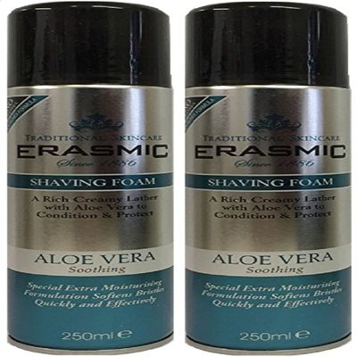 x2 Erasmic Traditional Skincare Shave Foam Aloe Vera Soothing 250ml
