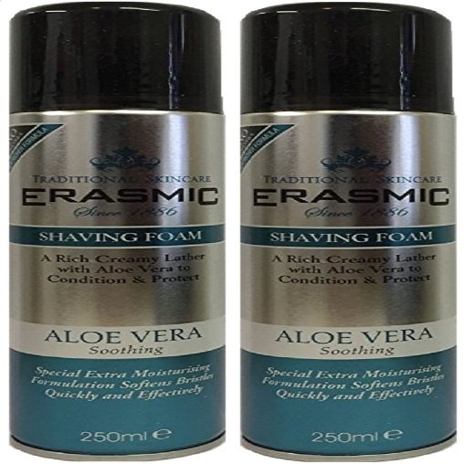 x2 Erasmic Traditional Skincare Shave Foam Aloe Vera Soothing 250ml