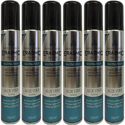 x6 Erasmic Traditional Skincare Shave Foam Aloe Vera Soothing 250ml