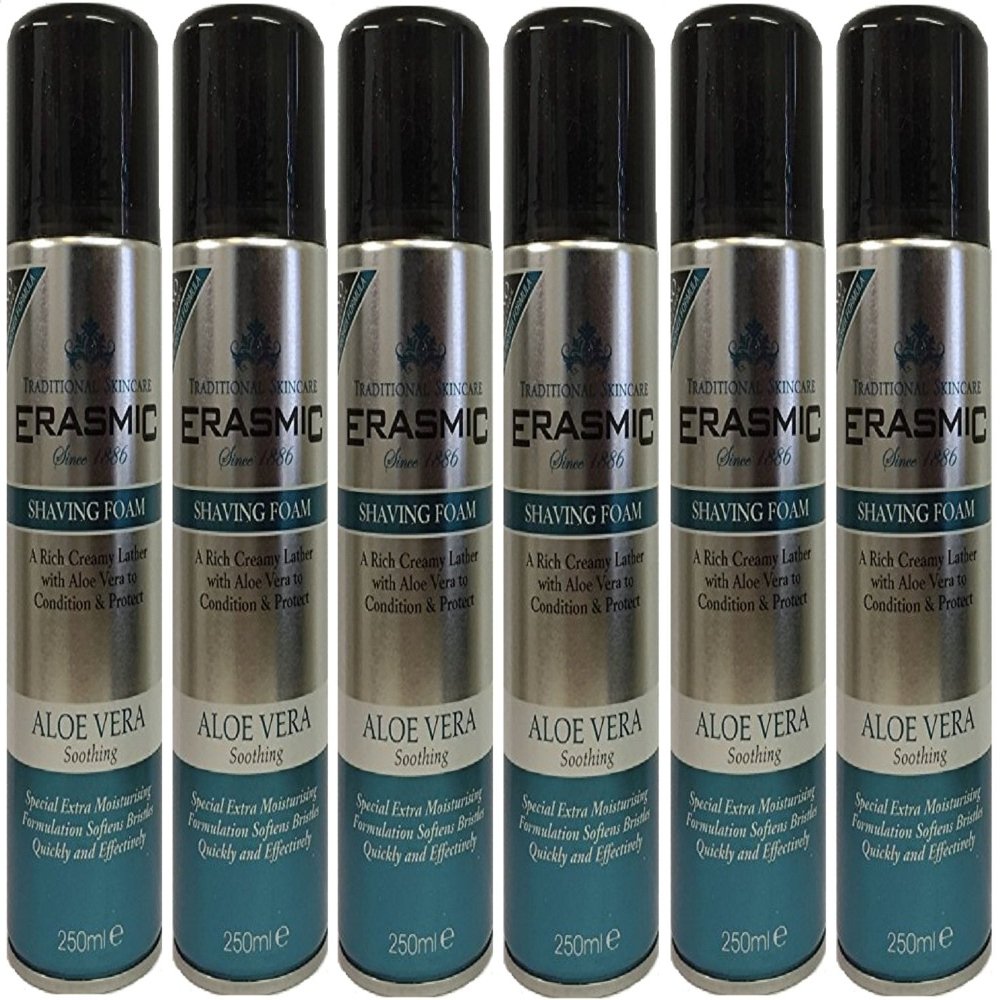 x6 Erasmic Traditional Skincare Shave Foam Aloe Vera Soothing 250ml