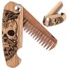 Wooden Beard Comb for Men Folding Pocket Comb for Moustache Beard & Hair Walnut Combs with the Engraving (Sugar Skull) view 1