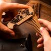 Wooden Beard Comb for Men Folding Pocket Comb for Moustache Beard & Hair Walnut Combs with the Engraving (Sugar Skull) view 2