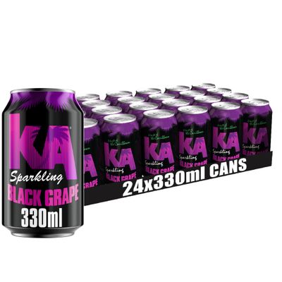 KA Caribbean Black Grape Fizzy Drinks - Traditional & Authentic Caribbean Jamaican Style Sparkling Drink - Soft Drinks Multipack - Black Grape Soda Drinks Bulk Pack - 24 x 330ml Cans