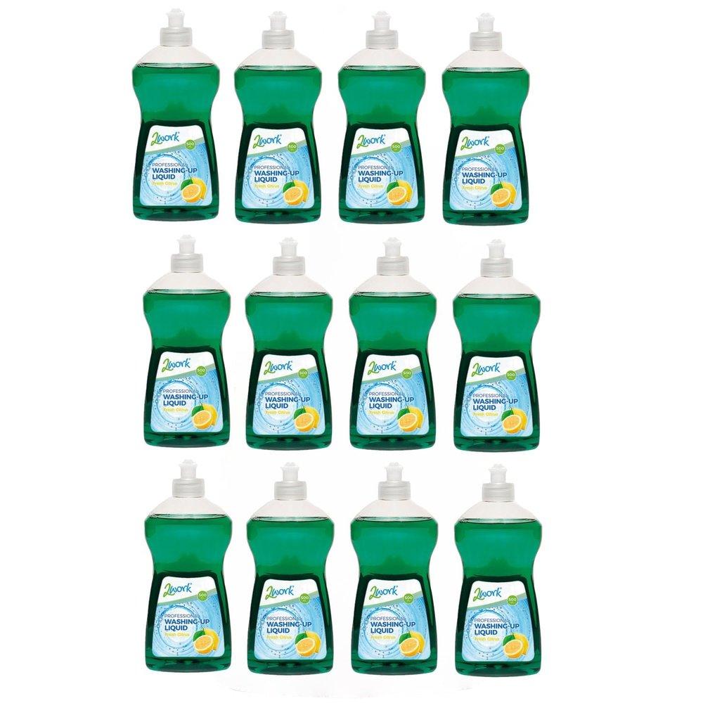 2Work Washing Up Liquid Fresh Citrus 500ml (Pack of 12) 2W77762