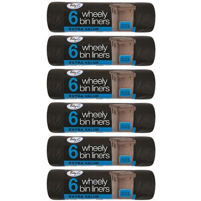 36 Pieces 300 Litre Wheelie Bin Liners EXTRA VALUE Fits Bins 230 Diameter x 143cm Height Strong strength Ideal for general waste and outdoor bins/Home/Kitchen/Office/Garage/Garden/Workshop