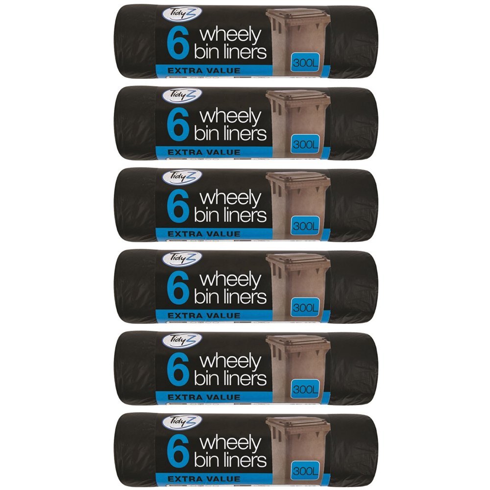 36 Pieces 300 Litre Wheelie Bin Liners EXTRA VALUE Fits Bins 230 Diameter x 143cm Height Strong strength Ideal for general waste and outdoor bins/Home/Kitchen/Office/Garage/Garden/Workshop