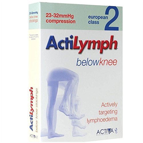 Actilymph Class 2 Standard Below Knee Closed Toe Compression Stockings, Large, Black