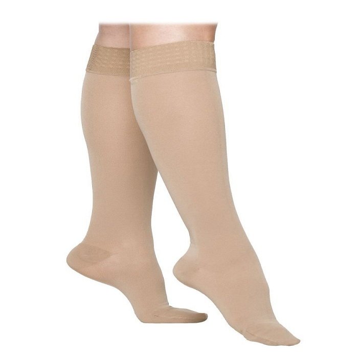 Actilymph Class 1 Petite Below Knee Closed Toe Compression Stockings, Medium, Sand
