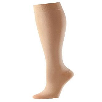 Actilymph Class 1 Standard Below Knee Closed Toe Compression Stockings, Large, Sand