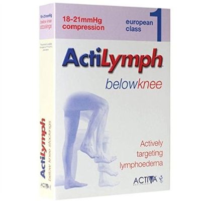 Actilymph Class 1 Standard Below Knee Closed Toe Compression Stockings, X-Large, Black