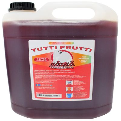 Aromhuset Tutti Frutti Slush Syrup 5 Litres High Concentrate Flavoured Slushie Mix For Slush Machines and Blender Mix - For Frozen Drinks, Smoothies, Cocktails, Mocktails, Party Ice Drinks