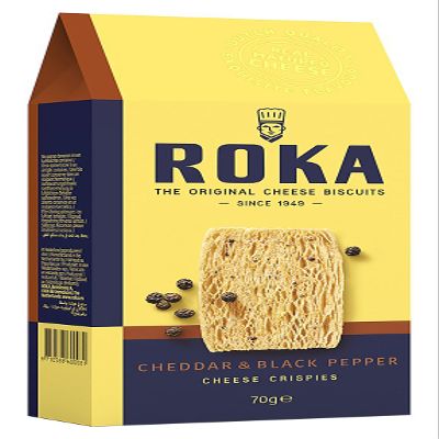 Roka Cheddar Cheese Crispies with Black Pepper, 70 g