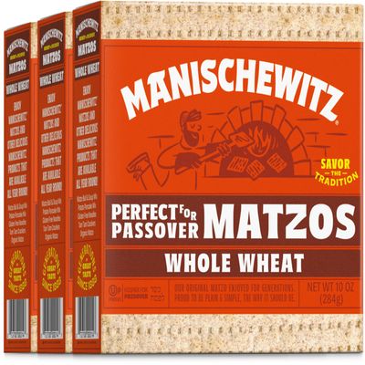 Manischewitz Whole Wheat Matzo for Passover - 3 Box Value Pack, Thin & Crisp (3 x 285g) | Kosher for Passover