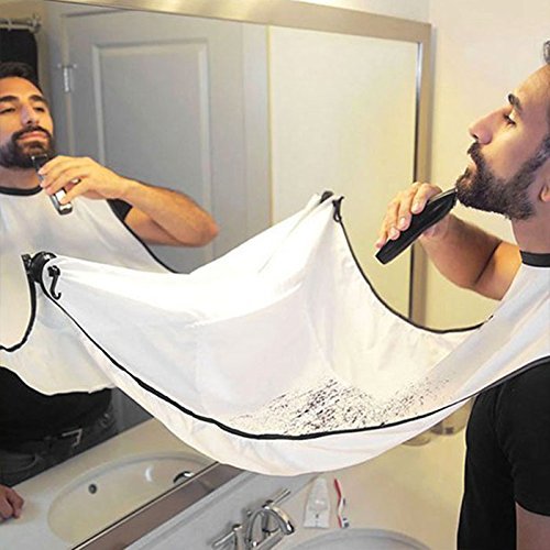 SHOP-STORY - Innovent Barber Bib for Shaving Beard Protection - Attaches with Suction Cup - White