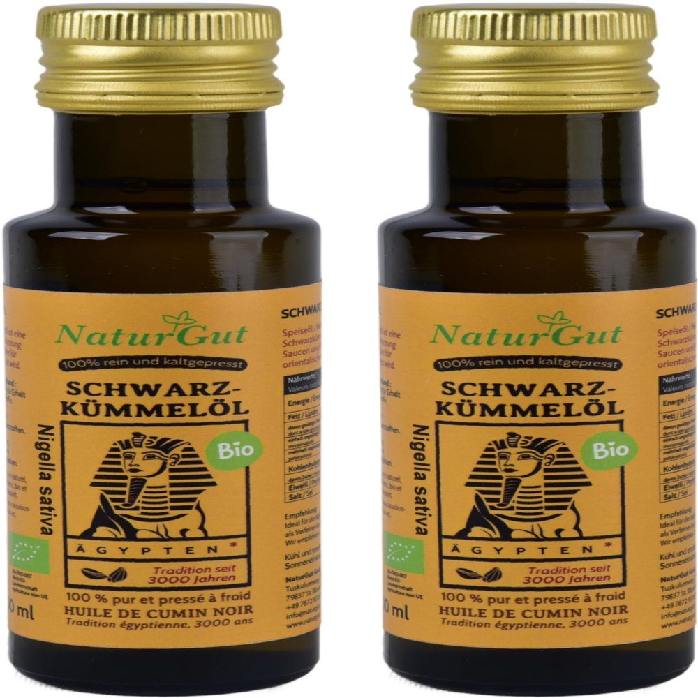 Black cumin oil, Pure Organic Black Caraway Oil - Nigella sativa cold-pressed from Egypt 2x100ml