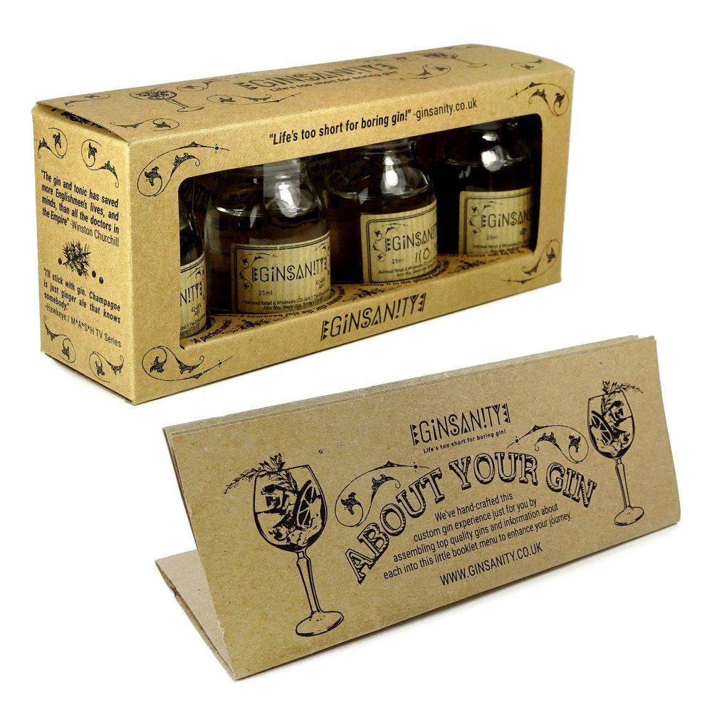 Ginsanity 4 bottle Gin "Flavour Spectrum" Tasting Box Set - Menu: Strange Attraction