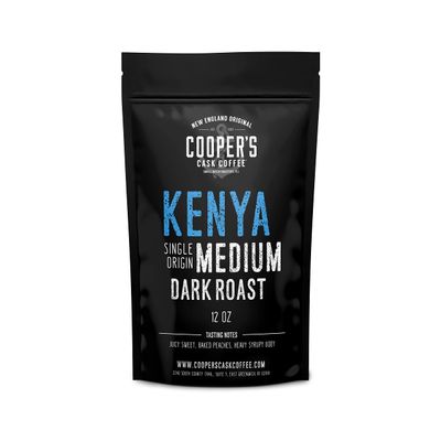 Cooper's Cask Coffee Kenya Aa Medium-Dark Roast Coffee Beans, Micro Lot Single Origin Whole Bean Coffee, Farm Gate Direct Trade, Gourmet Coffee - 1Lb Bag