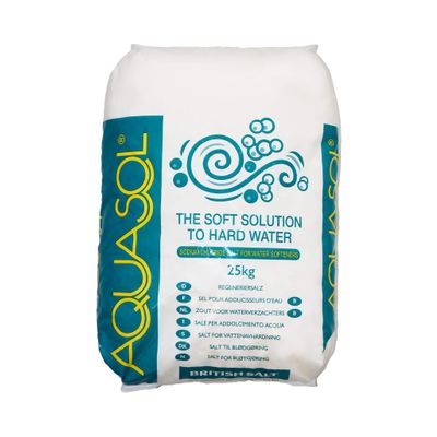 AQUASOL | Salt Tablets | 1 x 25Kg | for Water Softeners | Compatiable with all Tablet Salt Water Softeners | 100% UK Manufactured from Food Grade PDV