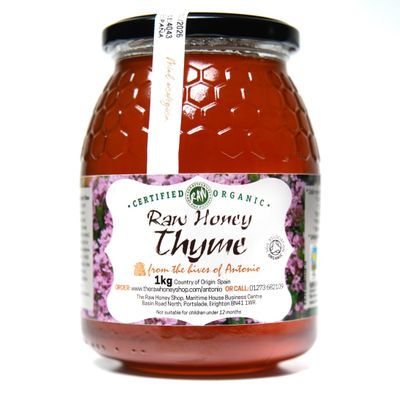 Antonio's RAW CERTIFIED ORGANIC THYME HONEY, 1kg - Premium Quality Wilderness Honey, Pure, Cold Pressed & Unpasteurised - The Raw Honey Shop