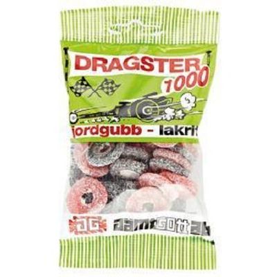 3 Bags x 50g of Dragster 1000 - Original - Swedish - Strawberry & Salty Licorice - Wine Gums - Candies - Sweets