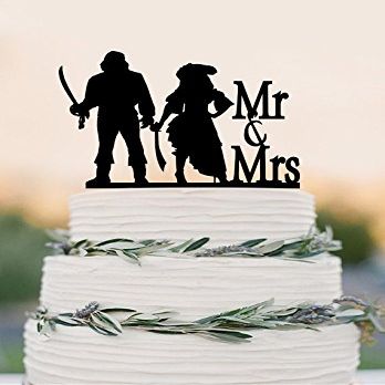 Personalised Pirate couple Mr and Mrs Cake Toppers for Wedding