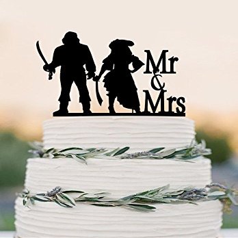 Personalised Pirate couple Mr and Mrs Cake Toppers for Wedding