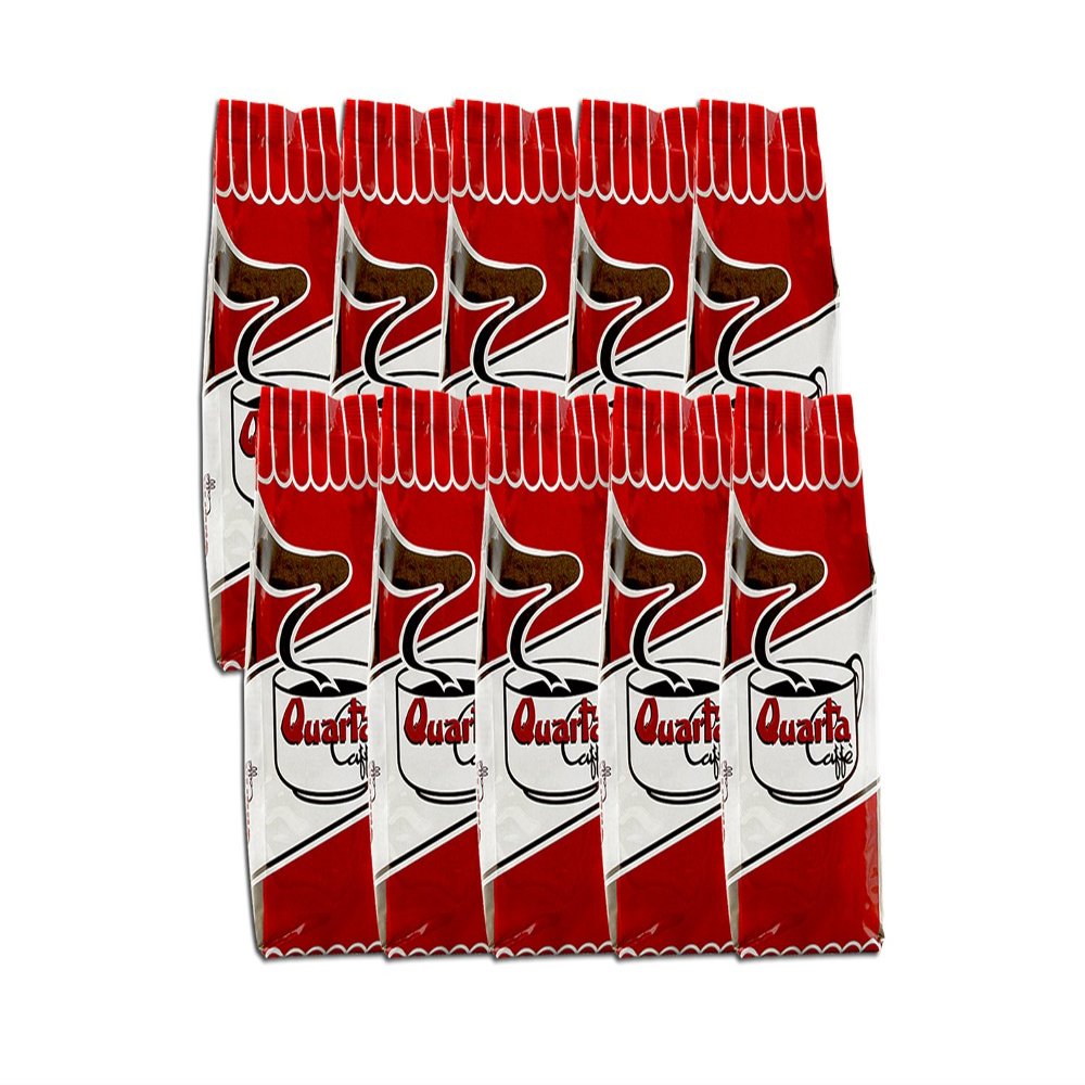 Quarta La Rossa Coffee grinded N.10 Packets, 250g Each. Original Italian Coffee Made in Salento Apulia.