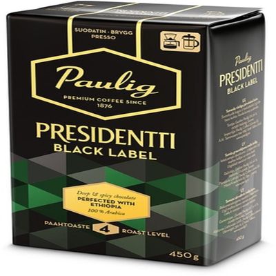 Paulig Presidentti Black Label Ground Coffee 1 Pack of 450g
