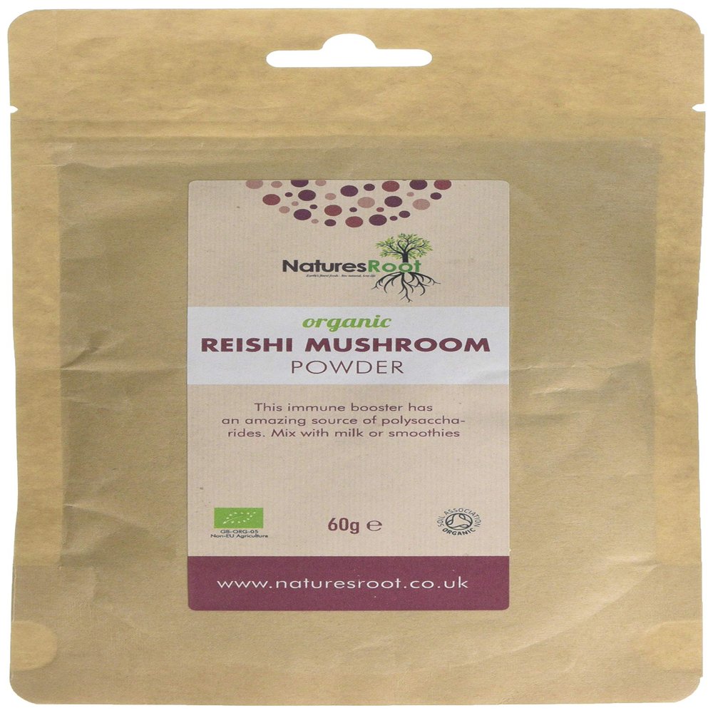 Natures Root Organic Reishi Mushroom Powder 60 g - Certified Organic by The Soil Association