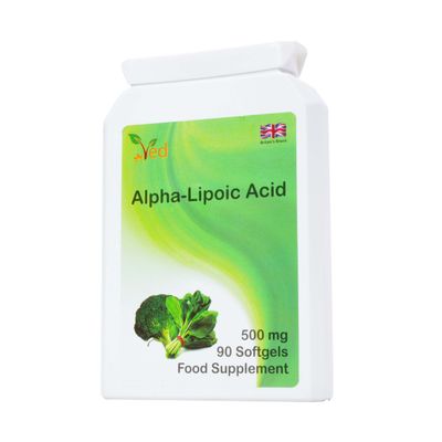 Ved Alpha Lipoic Acid | Non-GMO, Gluten Free | Helps Maintain Blood Sugar Level | 500mg, 90 Softgels